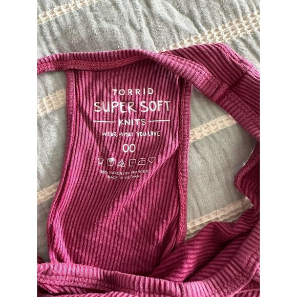 New Torrid Super Soft Knits Keyhole Neck Pink Ribbed Stretch Swing Tank Top 00 - Picture 5 of 5